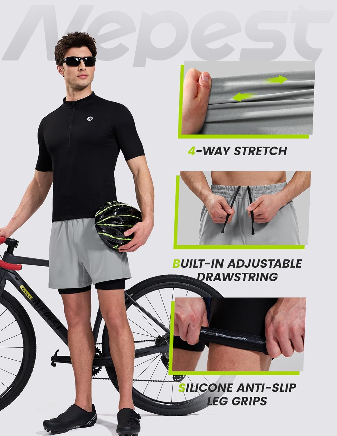 Nepest Men’s 4D Padded Mountain Bike Shorts MTB Cycling Biking Bicycle Riding Shorts with Zipper Pockets - Image 3