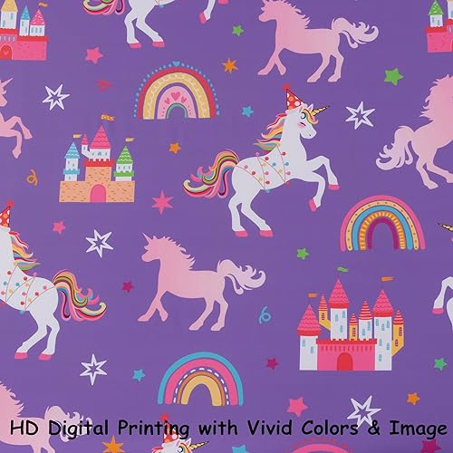 Miniatura 3 de Juego de sábanas de 3 piezas para niñas, tamaño individual, diseño de castillo y estrella arcoíris, unicornio, para niños y adolescentes, divertido