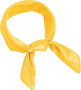 Pistha Chiffon Square Ribbon Neck Scarf Satin Handkerchief for Halloween Retro Women Girls Costume Accessory