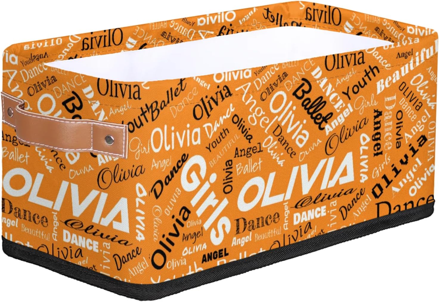 Personalized Storage Basket Bins with Name and Handles, Custom Closet Shelf Organizer for Towels Blankets, Dance Custom Storage Box, Peach Storage Basket Cubes