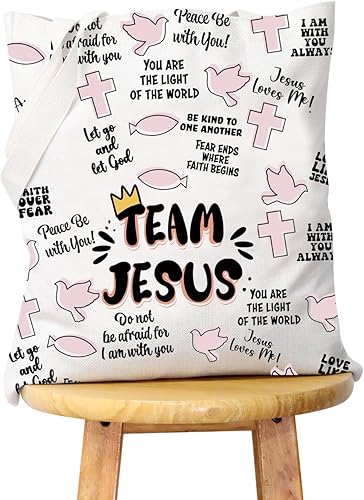 WCGXKO Equipo Jesús Regalo Cristiano Equipo Jesús Lona Tote Bag Reutilizable Bolsa Bolsa de Compras