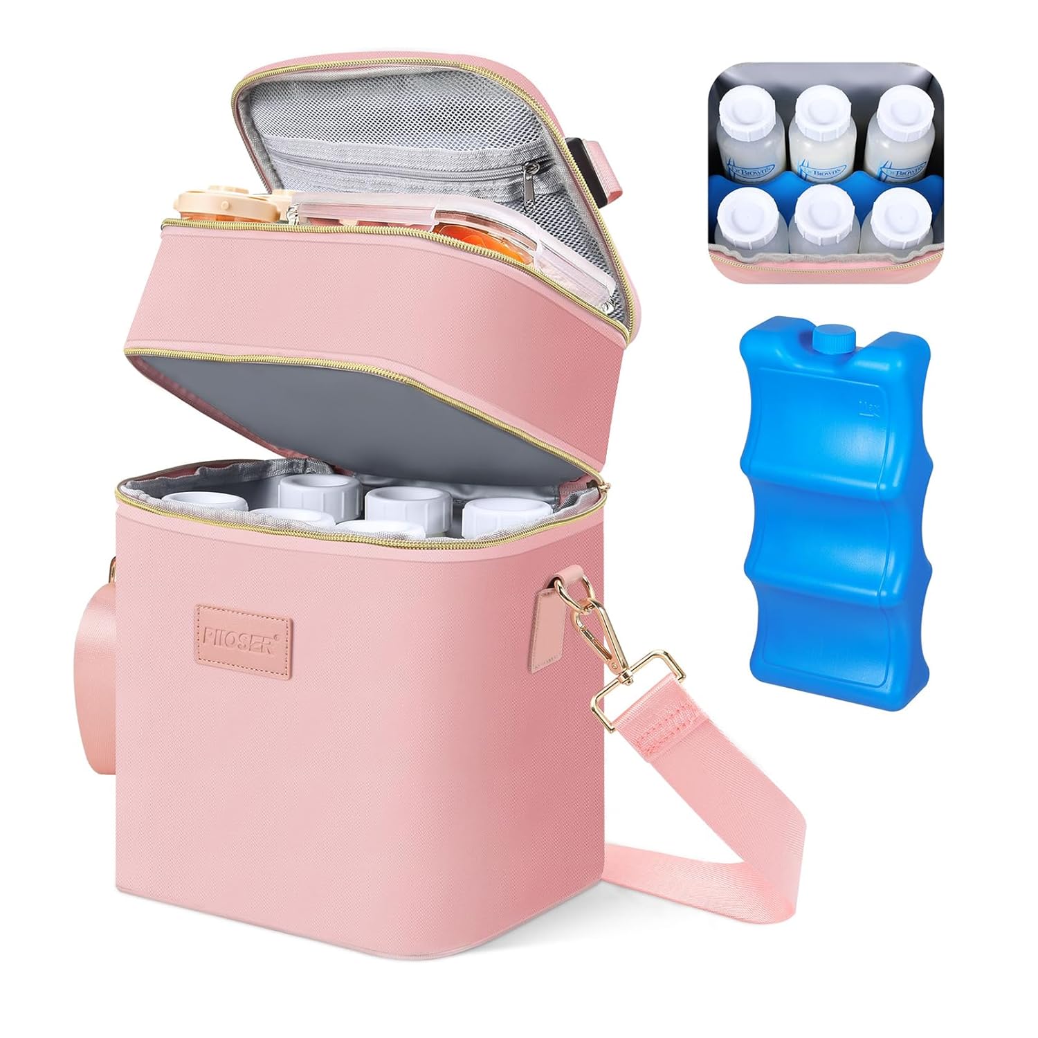 PIIOSER Breastmilk Cooler Bag With Ice Pack Fits 6 Baby - View #4