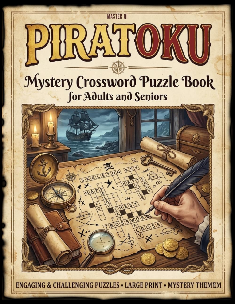 PIRATOKU - Mystery Crossword Puzzle Book for Adults and Seniors (Crossword puzzle book with stories): Volume I