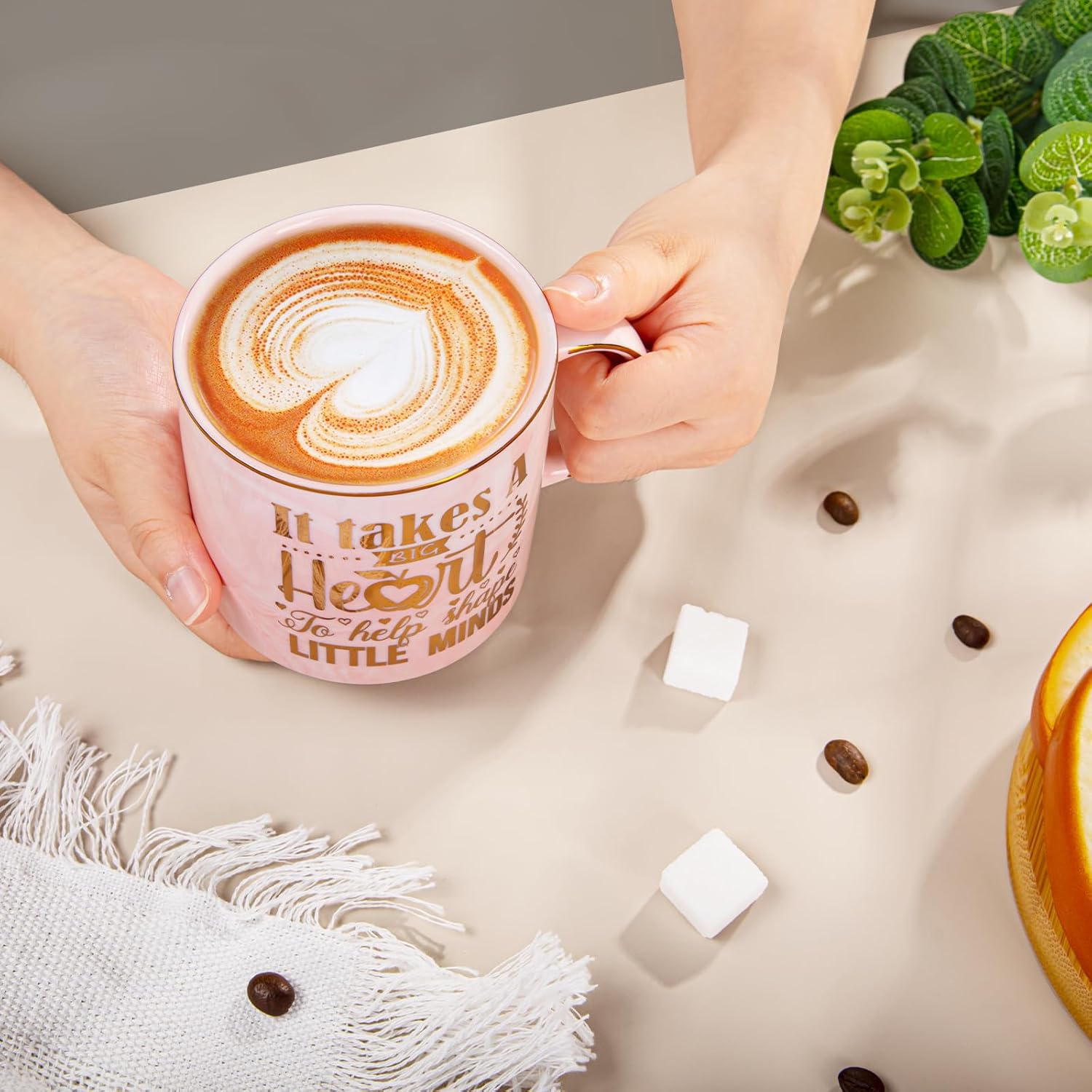 Teacher Appreciation Gifts for Women, Best Thank You Teachers Mug Gift from Student - 14Oz Pink Marble Ceramic Cup with Gold Print, Teacher Graduation Gifts Ideas with Spoon Elegant Box Christmas Gift - Image 7