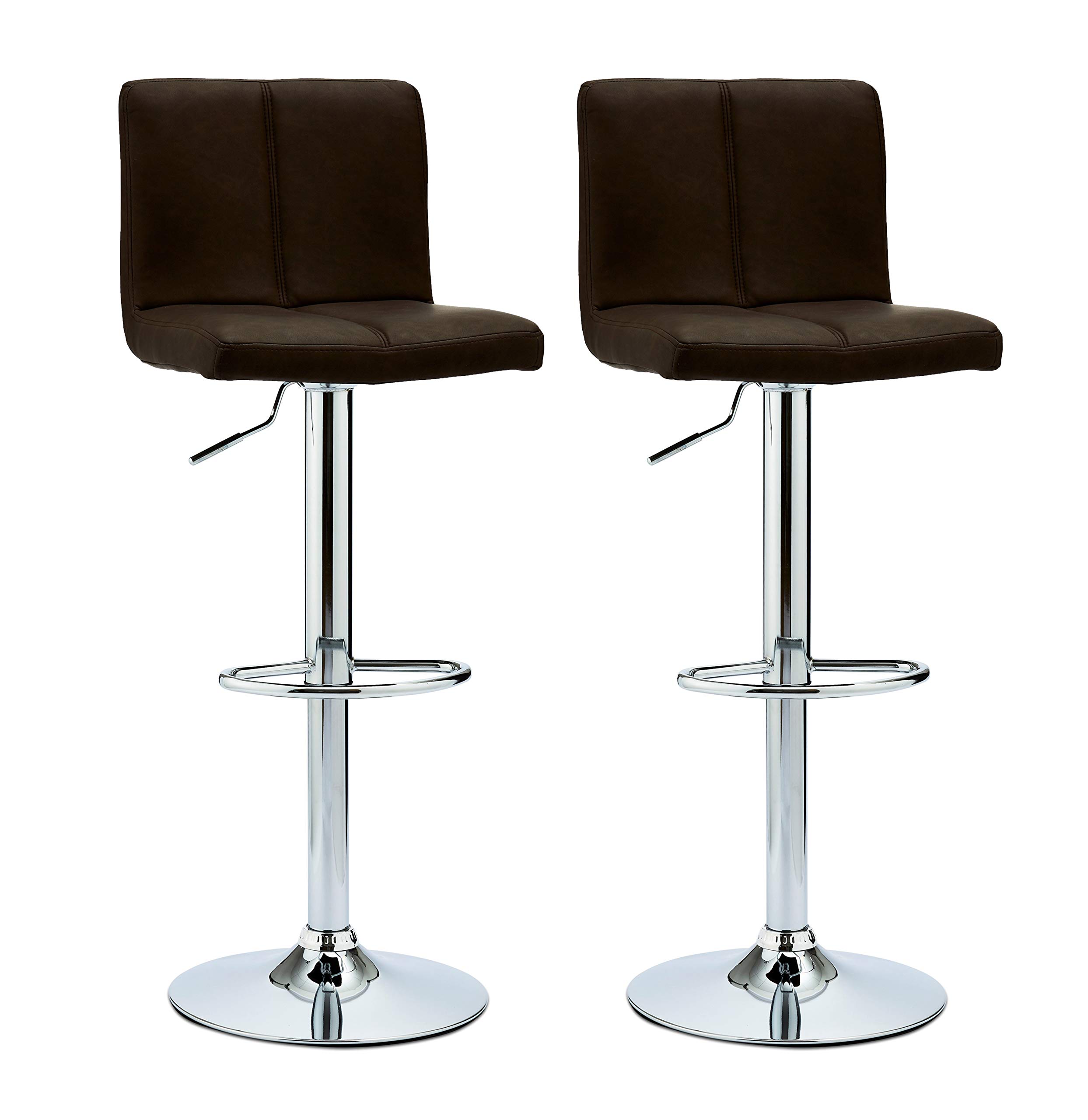 Buy Furnhouse Set of 2 Brown Swivel Faux Leather Bar Stools Chairs Breakfast Dining for Kitchen
