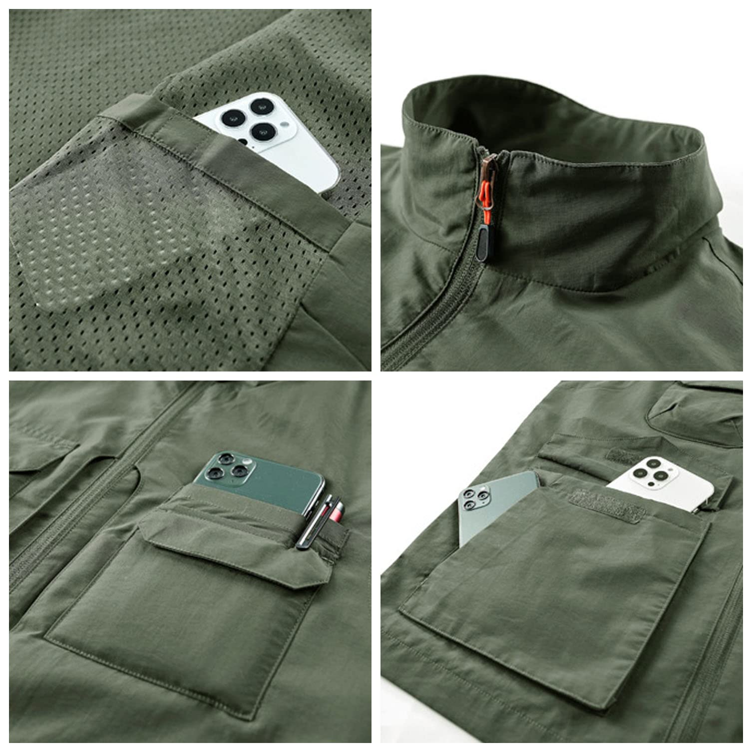 Hombres Chaleco Primavera Y Otoño Casual Transpirable Chaqueta Sin Mangas Multi-Bolsillo Chaqueta Pesca Al Aire Libre Viajes Chaleco