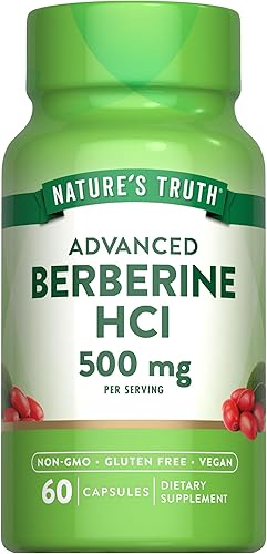 Nature's Truth Berberina HCl 500mg | 60 cápsulas | de extracto de agracejo | Suplemento vegano, sin OMG y sin gluten