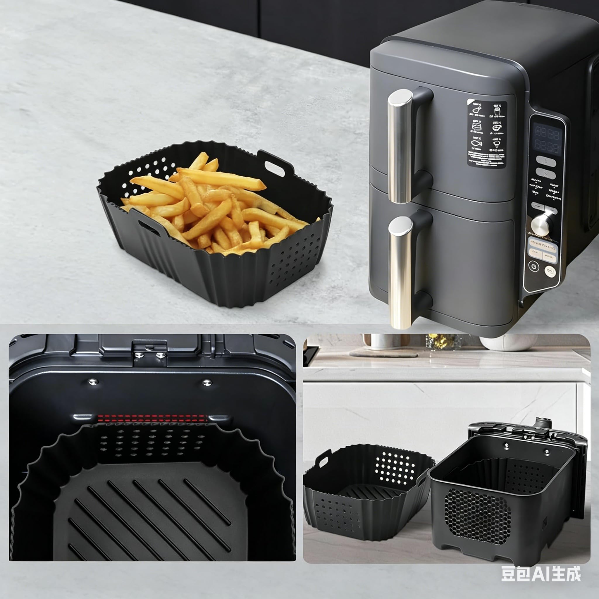 Akcesoria do frytkownicy powietrznej Ninja Double Stack XL 9,5 l, SL400EU SL451EU, akcesoria do frytkownicy na gorące powietrze, kompatybilne z Ninja Foodi Max Dual Zone AF400EU 9,5L, bez BPA, wkładka