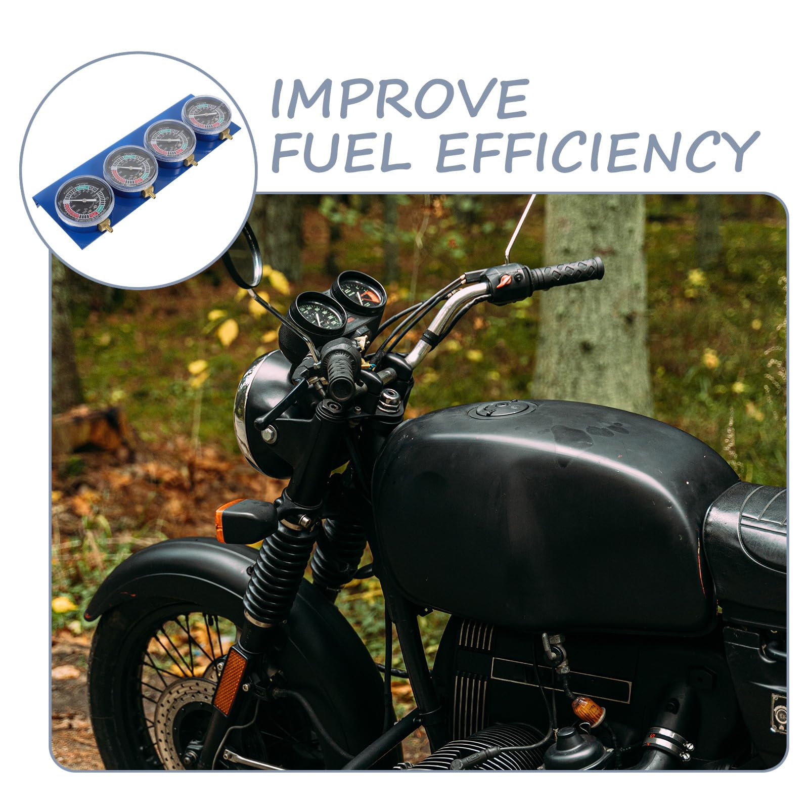 Cabilock Manomètre à Vide pour Moto 4 Cylindres Trousse d'Outil de Synchronisation Moteur avec Jauge de Vide Kit Complet pour Réglage Précis et Entretien Automobile