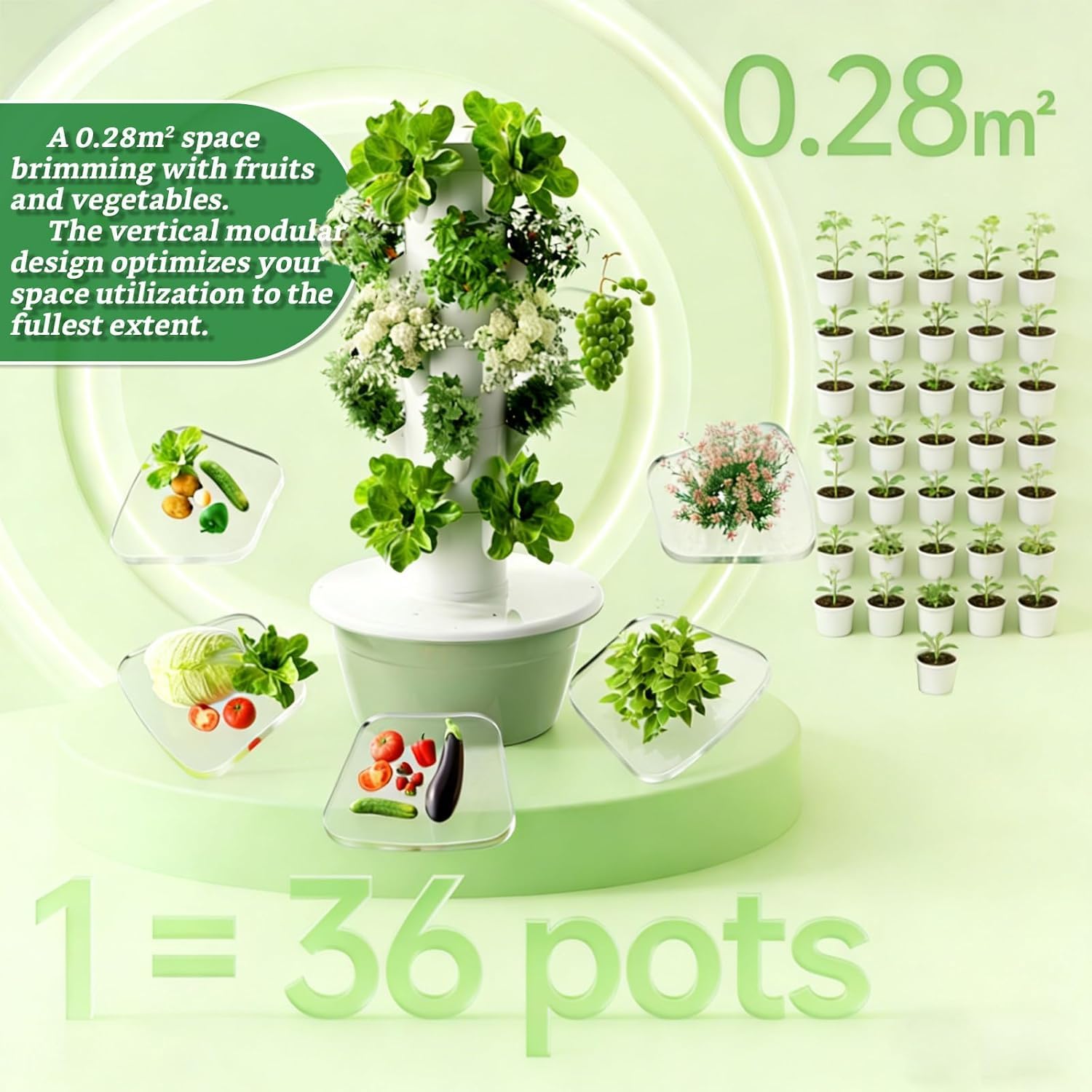 Kit De Cultivo Hidropónico En Torre para Interiores: 20/28/36 Orificios para Plantas, Luz Led De Cultivo De 64/80/96 W, Ideal para Fresas Y Jardinería De Interior, 5 7 Layer