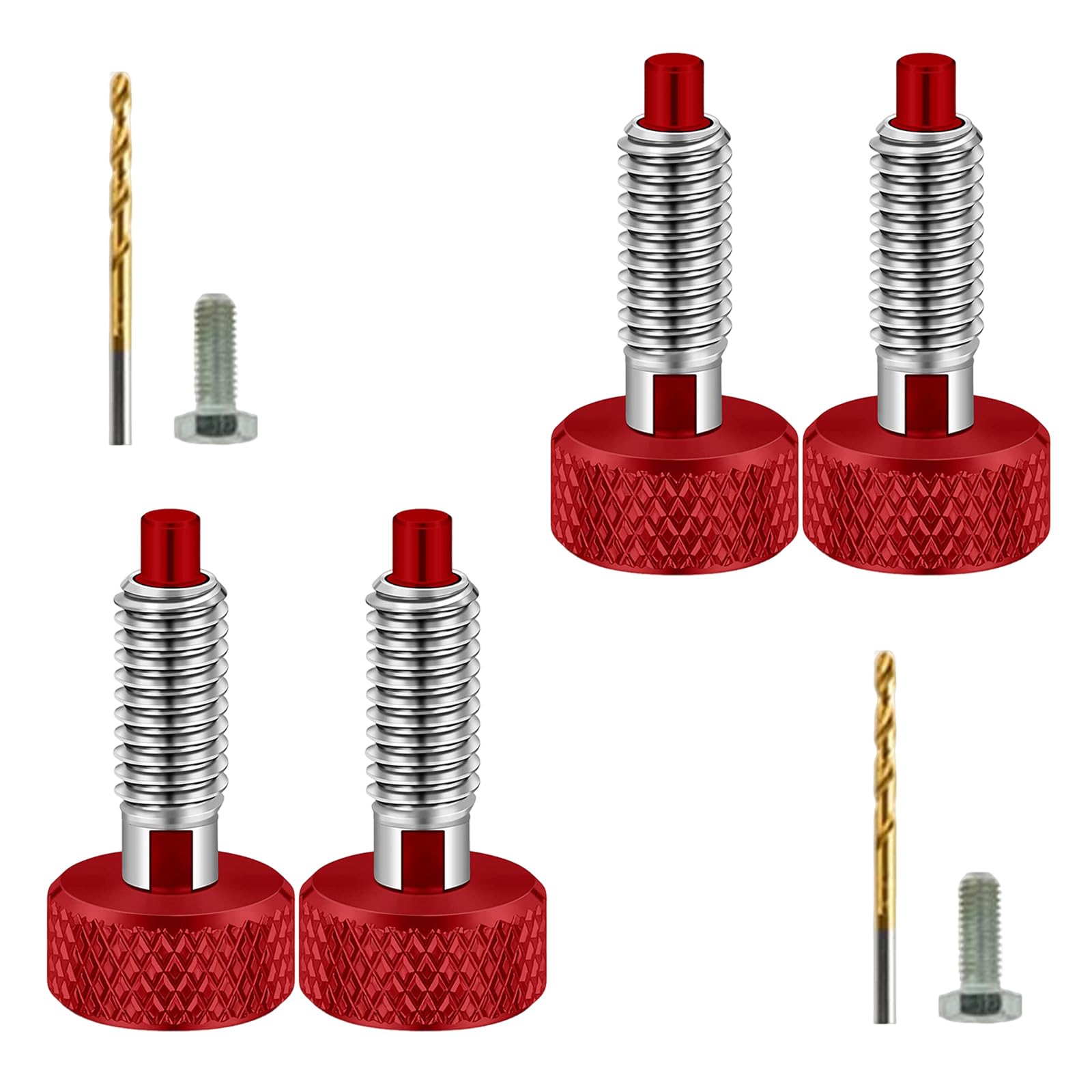 Fexxkg Red 4Pieces Releases Pin Sturdy Stainless Steel Spring Plunger Locking Bolts Accessory For Mechanical And Home Use Stainless Steel Locking Pin