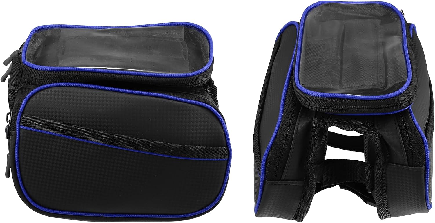 X AUTOHAUX Bike Front Frame Bag with Touch Screen Phone Holder Waterproof Storage Bag for Road Mountain Bikes