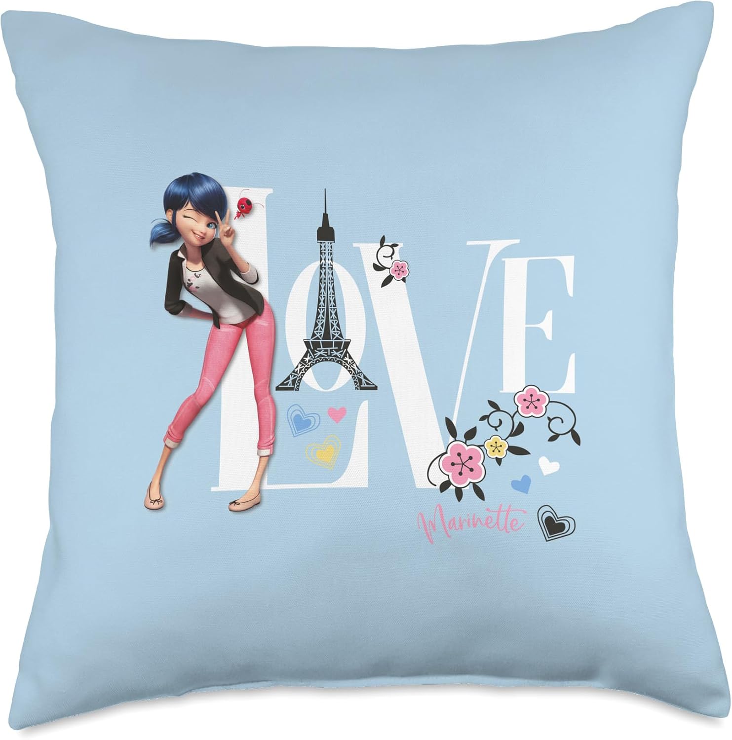 Miraculous Ladybug Charming Paris Love Marinette Throw Pillow
