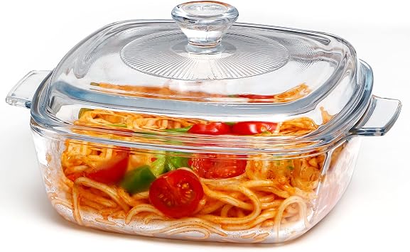NUTRIUPS 1.2L Small Glass Casserole Dish with Lid Square Casserole Dish | Oven Safe, Microwave Safe, Perfect for 1-2 Serving or Small Portions
