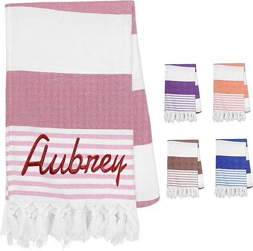 Miniatura 9 de WOWTIFY Toalla de playa turca personalizada con nombre bordado, inicial, ultrafina y sin arena, para vacaciones de verano, regalo de cumpleaños de
