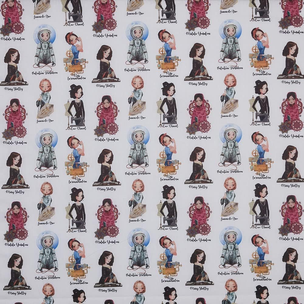 Kt KILOtela - Patchwork Fabric, Digital Print, Cotton, Quilting, Dress Making, Fabric Crafting, Curtains, Blinds, Cushions, 1 Yard, 36" Length x 55" Width, Pioneer Women, Multi, White