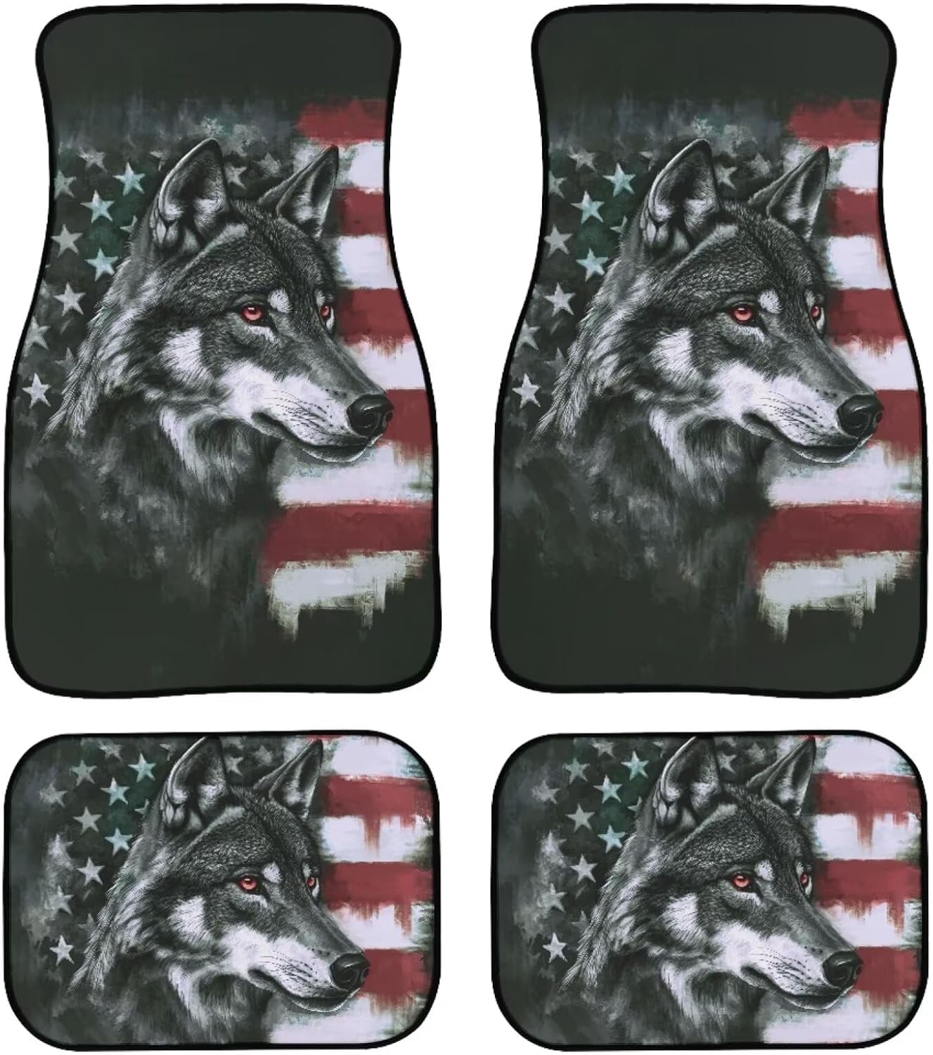 American Flag Bald Eagle Lightning Print Car Floor Mats Universal Fit for Car SUV Van Truck,4PCs Set