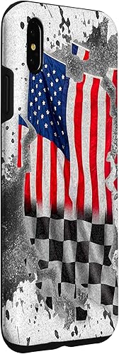 Vista 27 de iPhone 12 mini Car Racing bandera estadounidense pit crew Case