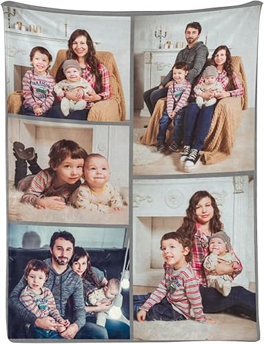 Manta personalizada con foto, manta de franela suave universitaria, manta personalizada para regalos (5 fotos, 30 x 40 pulgadas)