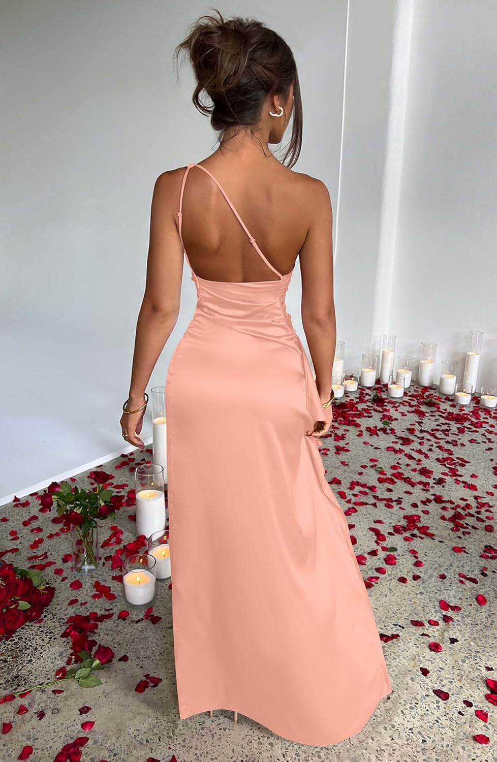 Memoriesea Women's Sexy One Shoulder High Split Cocktail Wedding Party Maxi Dress - Image 5