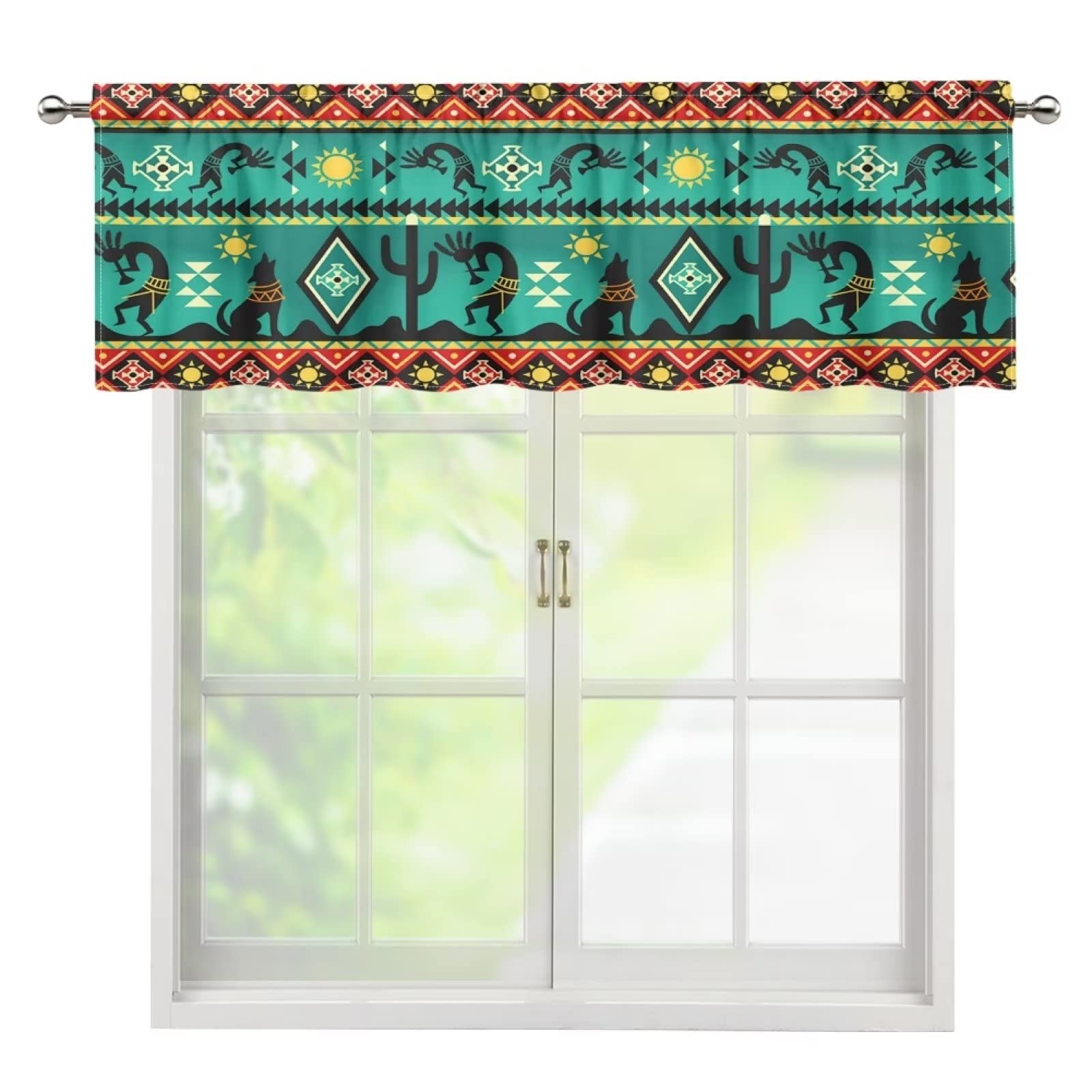 ZFRXIGN Southwestern Kitchen Curtains Valances Boho Aztec Tribal Native American Room Small Window Curtains Valance for Kitchen Cafe Living Room