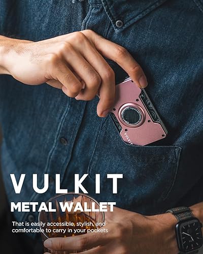 Miniatura 6 de VULKIT Minimalsit - Cartera metálica con clip para dinero, soporte para tarjetas de crédito, compatible con soporte para Airtag, bolsillo frontal,