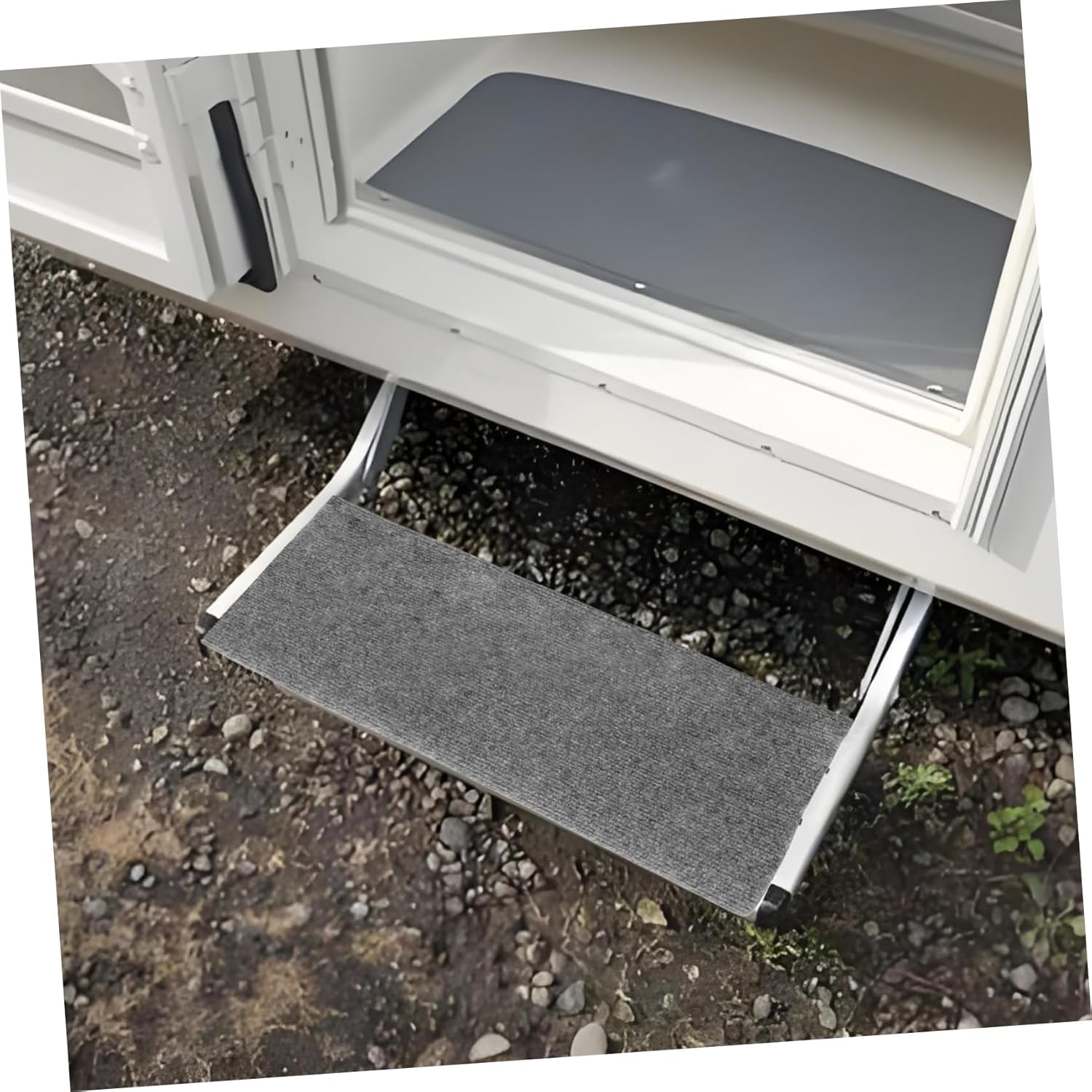3pcs Rv Step Mats Non-Slip Carpet Covers Anti-Slip Runners for Camper Stairs Durable Grey Protection with Springs for Various Rv Steps