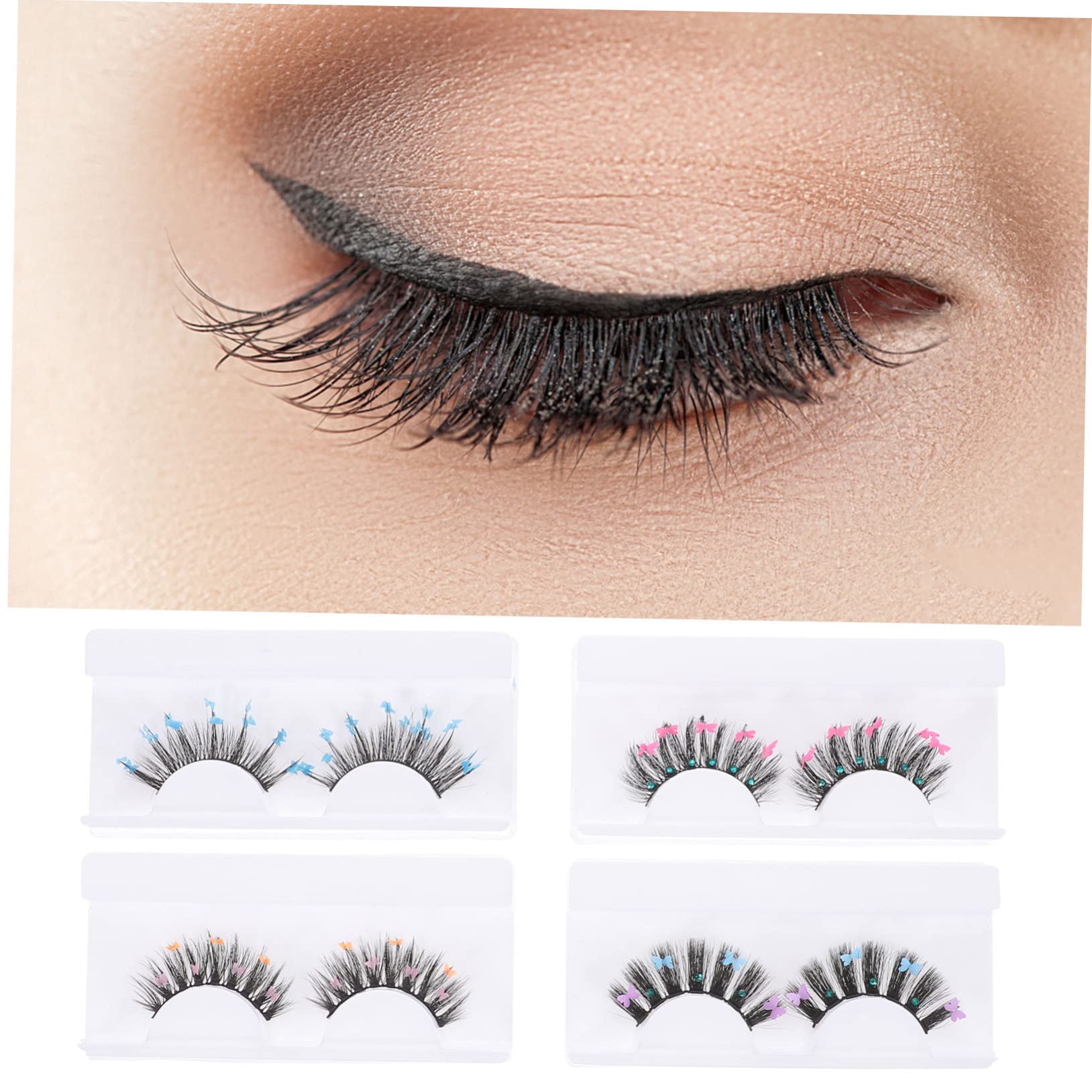 FOMIYES 3 Set Di Ciglia Finte Glitterate A Farfalla Riutilizzabili Ciglia Da Cosplay Drammatiche 4 Paia*3