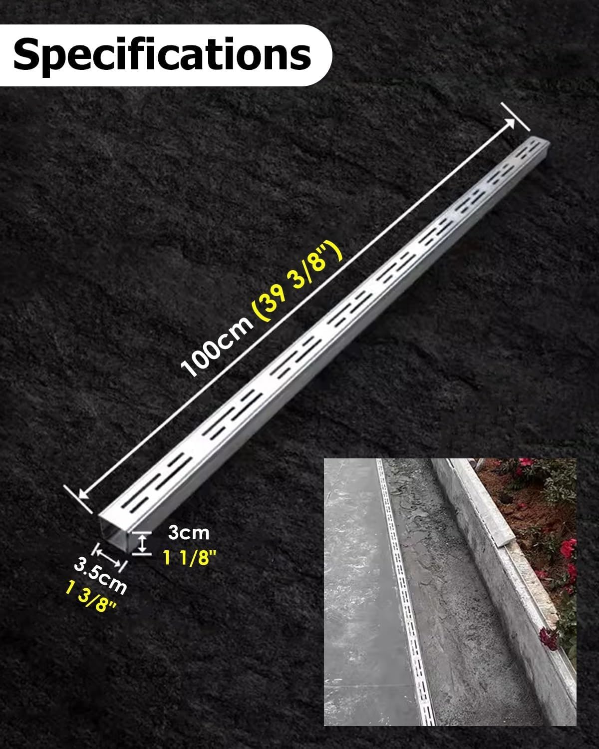 304ステンレス鋼製トレンチ排水システム、庭パティオ用、狭幅スリムな埋め込み式プールデッキ排水溝と格子、屋内/屋外/下水道用 - カ  Amazon.co.jp: ドレングレート 排水格子 コンクリート排水溝ドライブウェイ、 ガレージ/庭/公園/歩道 スリム ステンレススチール 溝排水  ... 外装雨樋 ステンレススチール格子付き サイド雨樋 排水溝 格子 雨樋ストレーナー 庭/パティオ用リニアトレンチ排水口(4個)