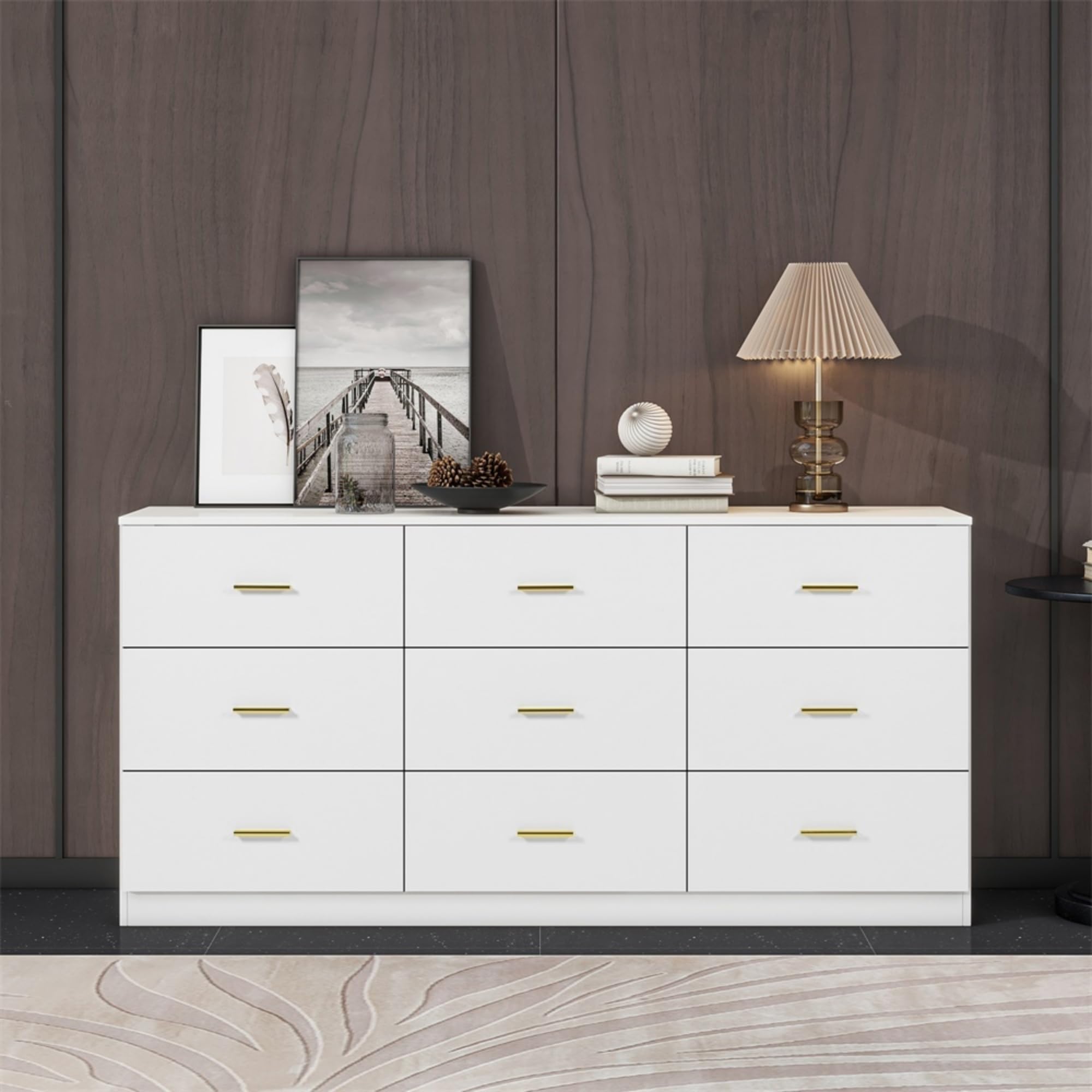 Amazon.com: Vibe & Dine White Dresser 9 Drawer, 63