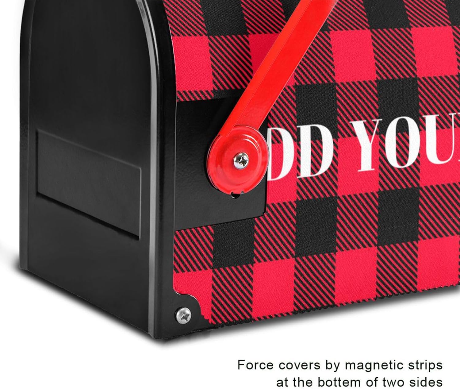 Aslsiy Red Black Tartan Plaid Pattern Custom Address Magnetic Mailbox Covers Personalized Mailbox Cover Post Box Wraps Letter Box Decor for Outside Garden Yard Home