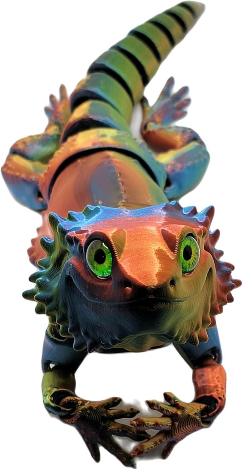 Bearded Dragon Articulated Fidget Desk Toy Art with Fun Beautiful Eyes that add a bit of Realism. Not for Rough Play.