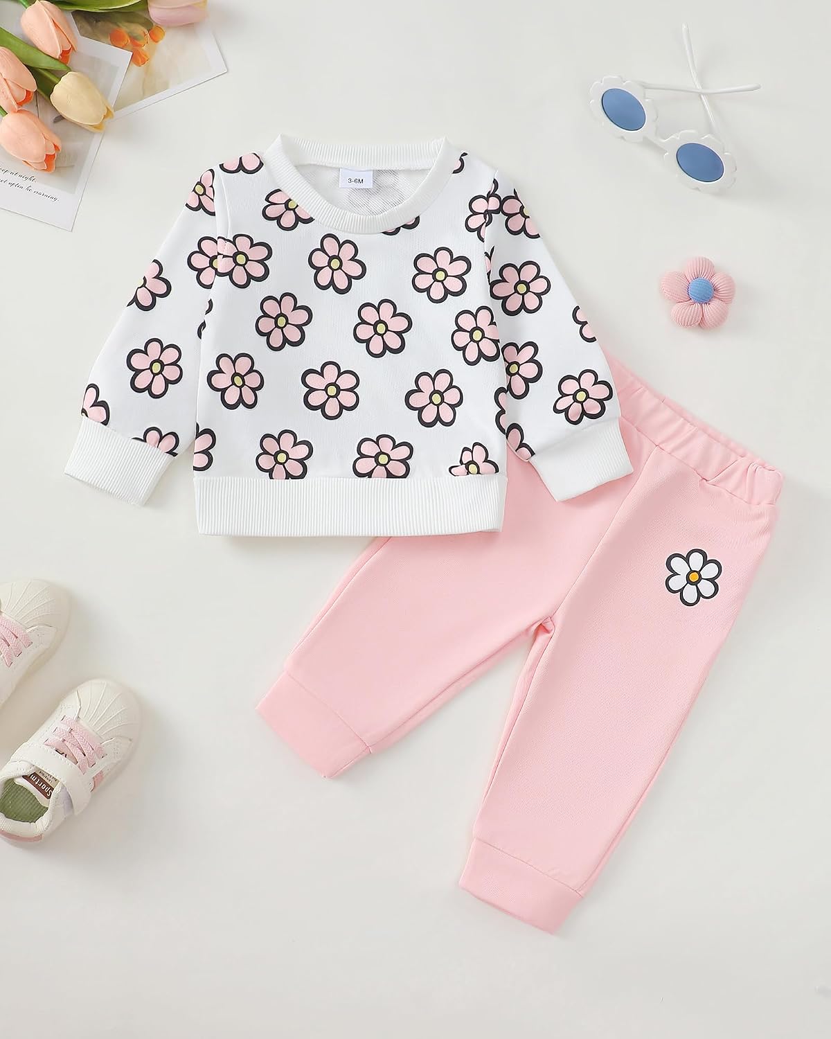 Saeaby Toddler Baby Girl Clothes Infant Girls Outfits Fall/Winter Sweatsuit Cute Sweatshirts Jogger Pants Girl Clothing Sets