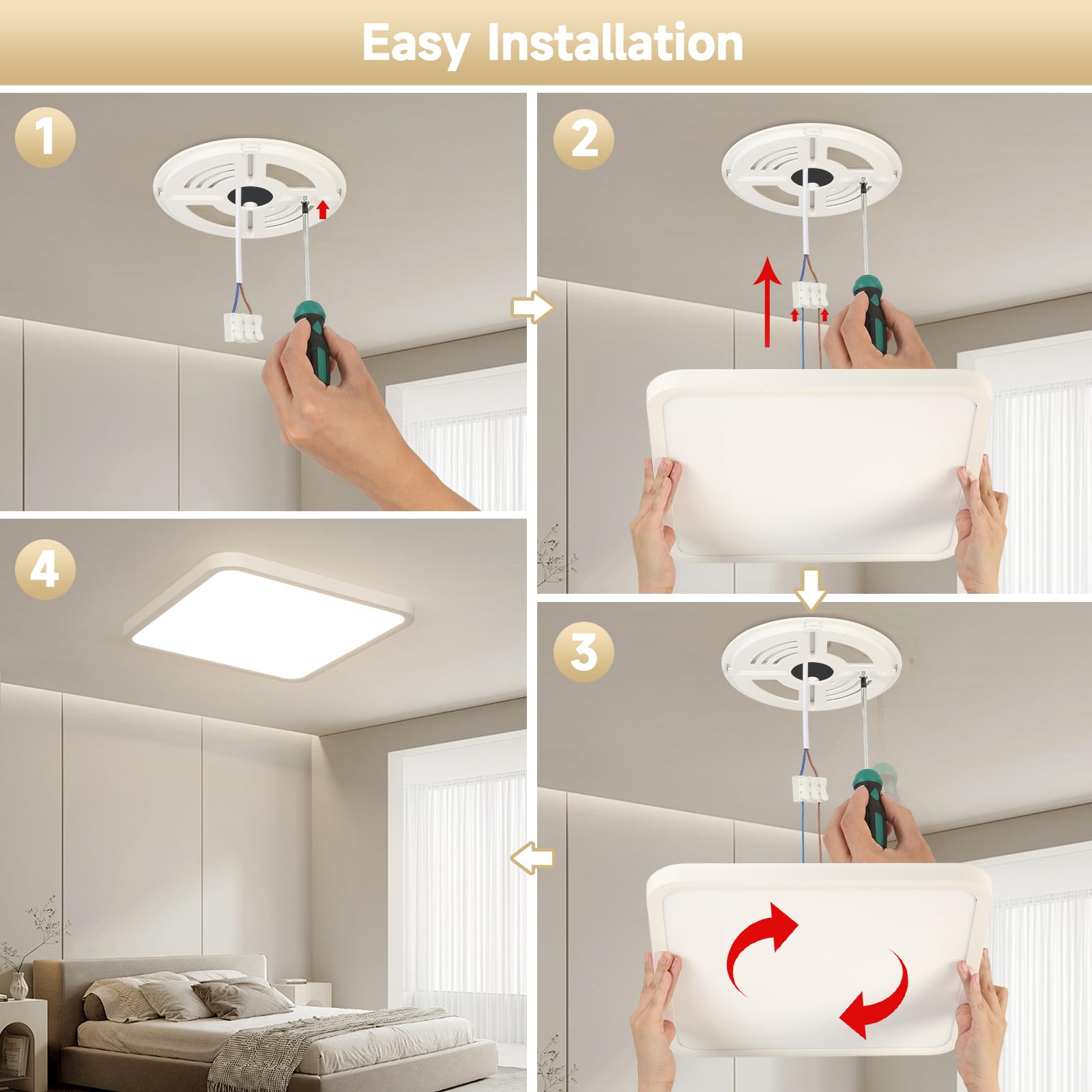 OTREN Lampa sufitowa LED ściemniana 50 cm, biała 3000-6500 k