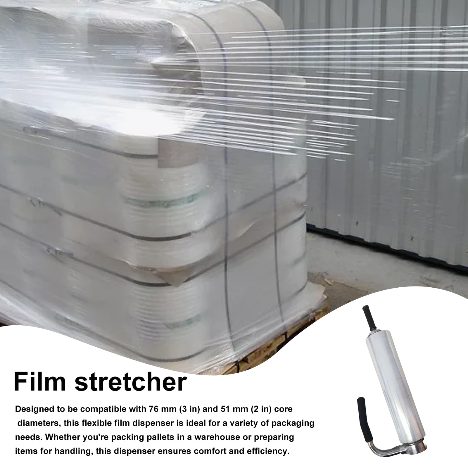 Dispensatore di pellicola estensibile – Supporto per uso intensivo – Dispensatore di film regolabile e robusto con manico esteso rotolo di pellicola