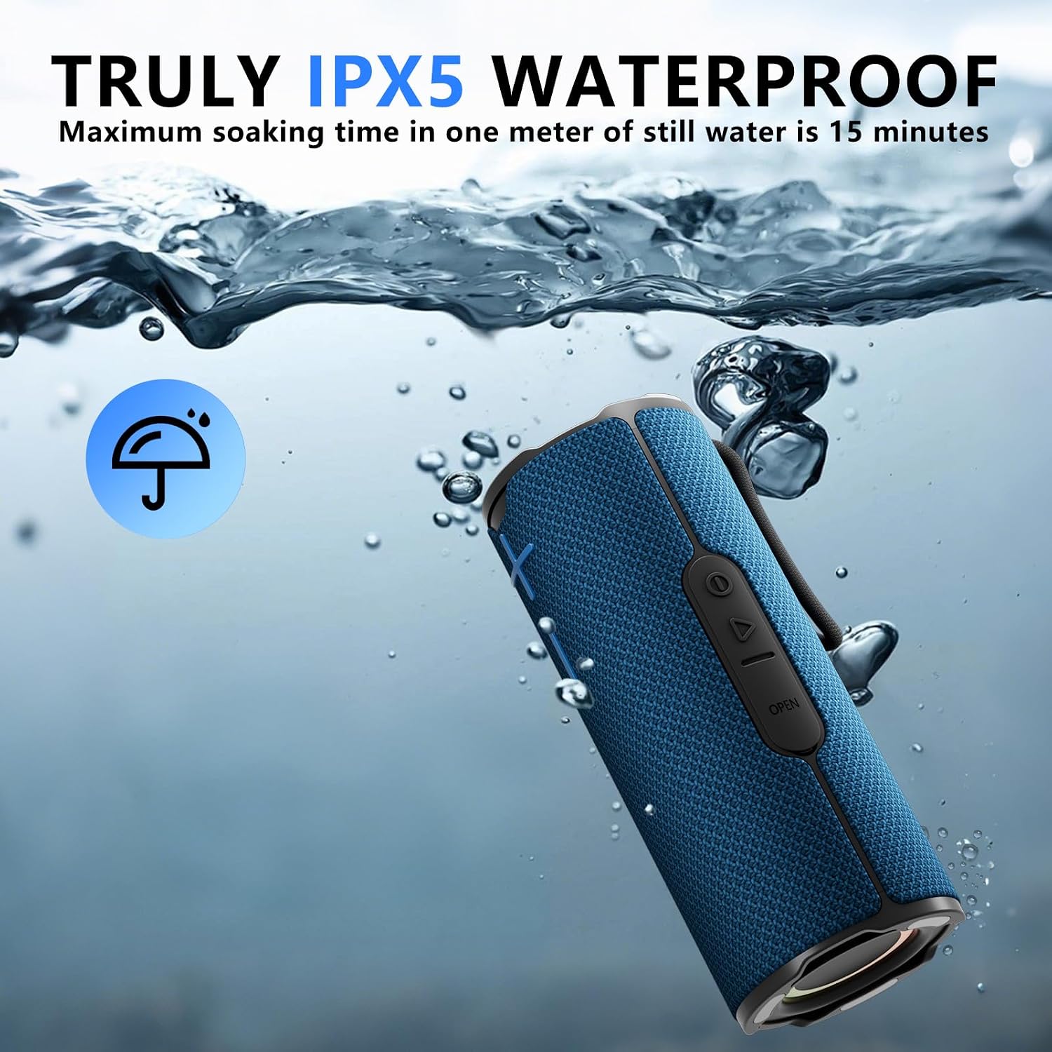  Bluetooth Speaker with IPX5 Waterproof 2 Portable, Long Playtime, Wireless Stereo Pairing, 12W Stereo Sound, BT 5.3, Bassup, Electronics for Home, Shower, Outdoors, Travel(Blue) thumbnail