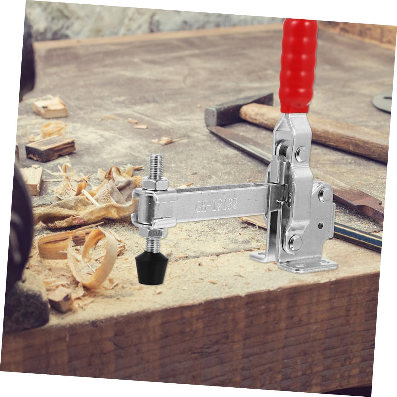 COHEALI 2pcs Iron Fixed Toggle Clamps with Rubber Tip Quick Release Hold down Clamp for Woodworking Jigs Welding Fixtures Desktop Countertop Use