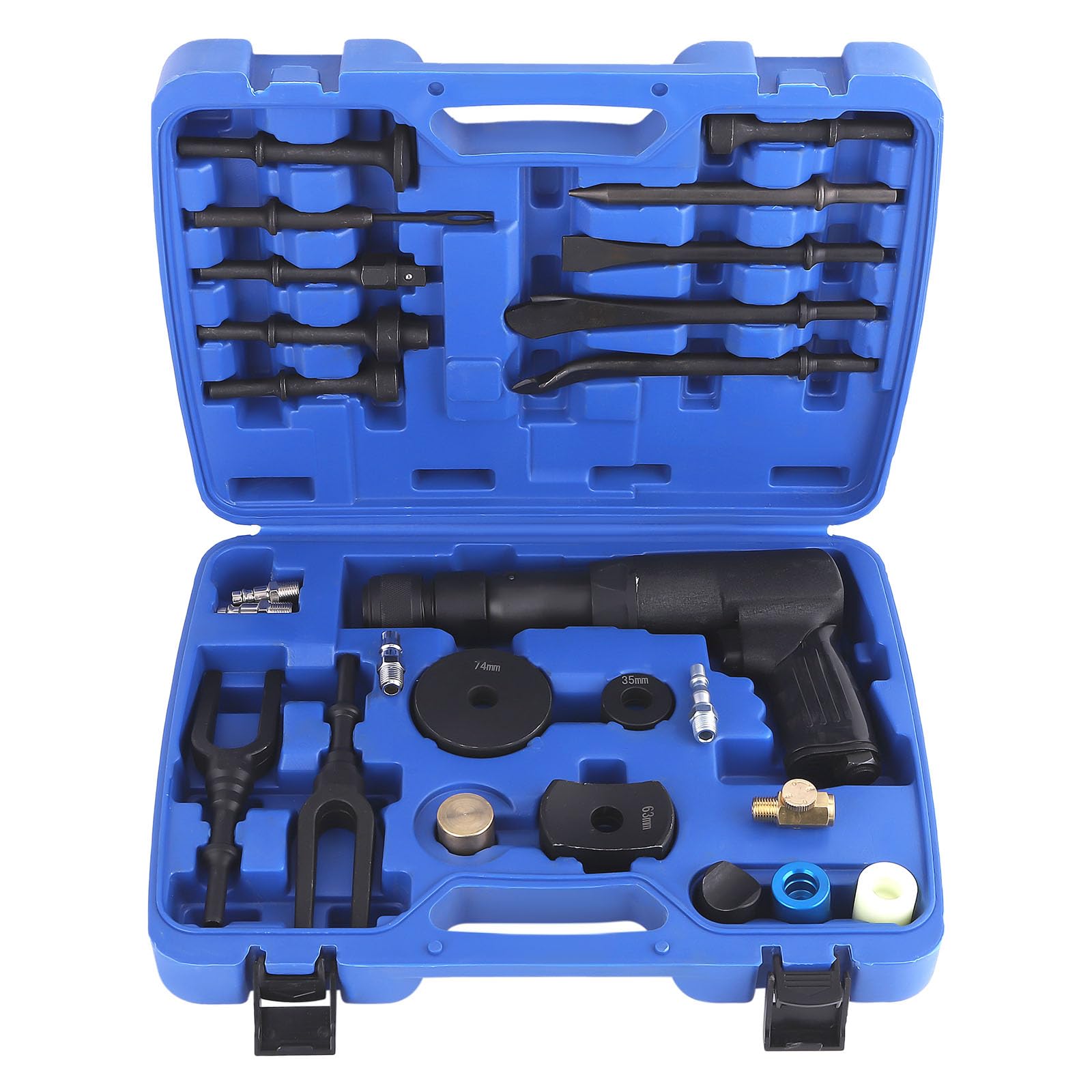 maXpeedingrods Kit de burin pneumatique, ensemble de marteau pneumatique multifonctionnel, 2100 BPM, jeu de 10 cm, 19 pièces