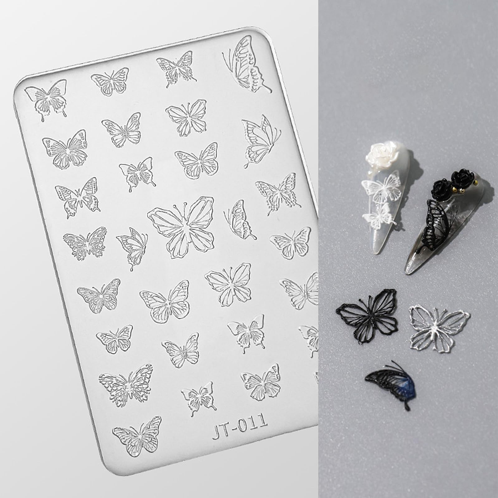 Nail Art Silicone Mold, Nail Decoration Silicone Mould, 3D Nail Art Carving Mold Templates for Precise Embossed Pattern, Nail Tools Nail Charms for