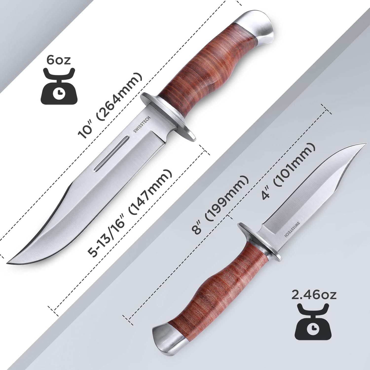 Swiss+Tech Fixed Blade Knife, 2-piece Bowie Knife with Sheath, Great for Outdoors, Tactical, Hunting and Survival Applications