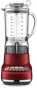 Breville the Fresh & Furious Red Velvet 50 oz Food Blender, 1100 Watts, 5 Speed Settings, Includes Accessories
