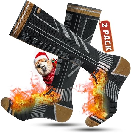 Rahhint Alpaca Wool Winter Warm Ski Socks for Men Women Cold Weather Compression Thermal Socks 2 Pairs for Snowboard Hiking
