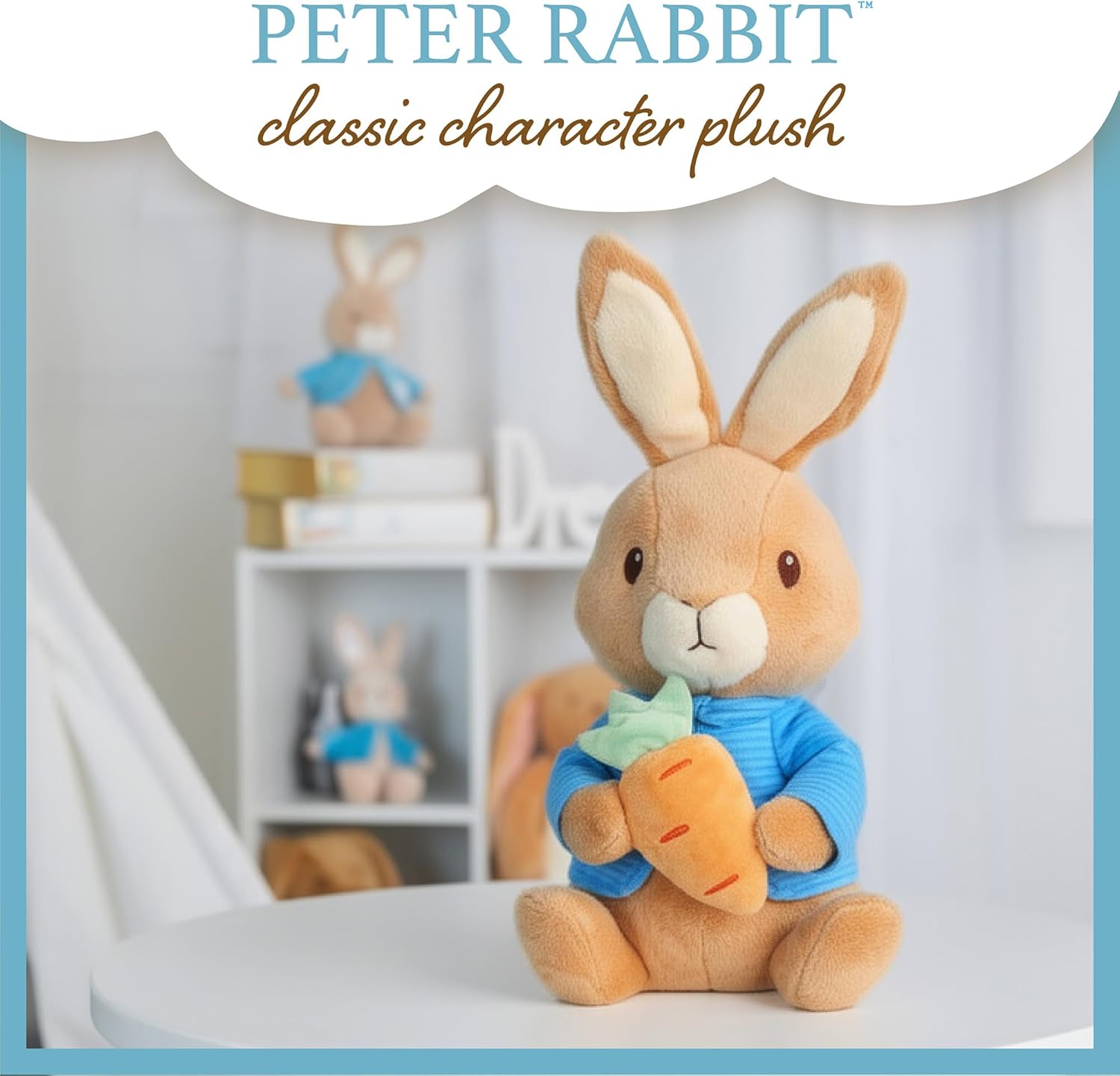 Beatrix Potter Peter Rabbit Plush with Carrot, 13 Inch Soft Stuffed Animal, Classic Peter Rabbit Toy for Babies, Toddlers, and Collectors