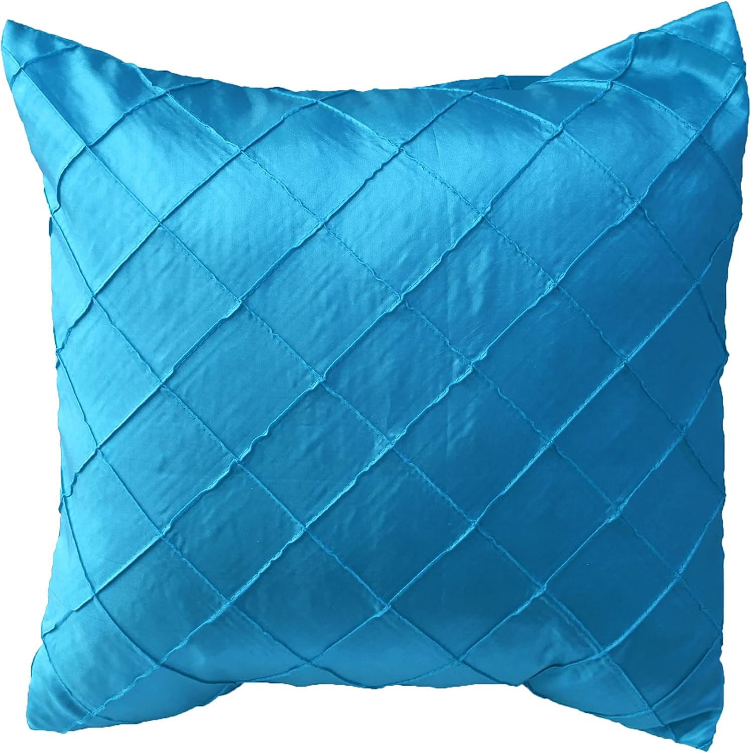 lovemyfabric Cross-Stitch Taffeta Diamond Pattern Decorative Throw Pillow Cushion Cover for Holiday Decor, Bedroom, Sofa, Kitchen, Classroom, Living Room, Interior Design (16" x 16", Turquoise)
