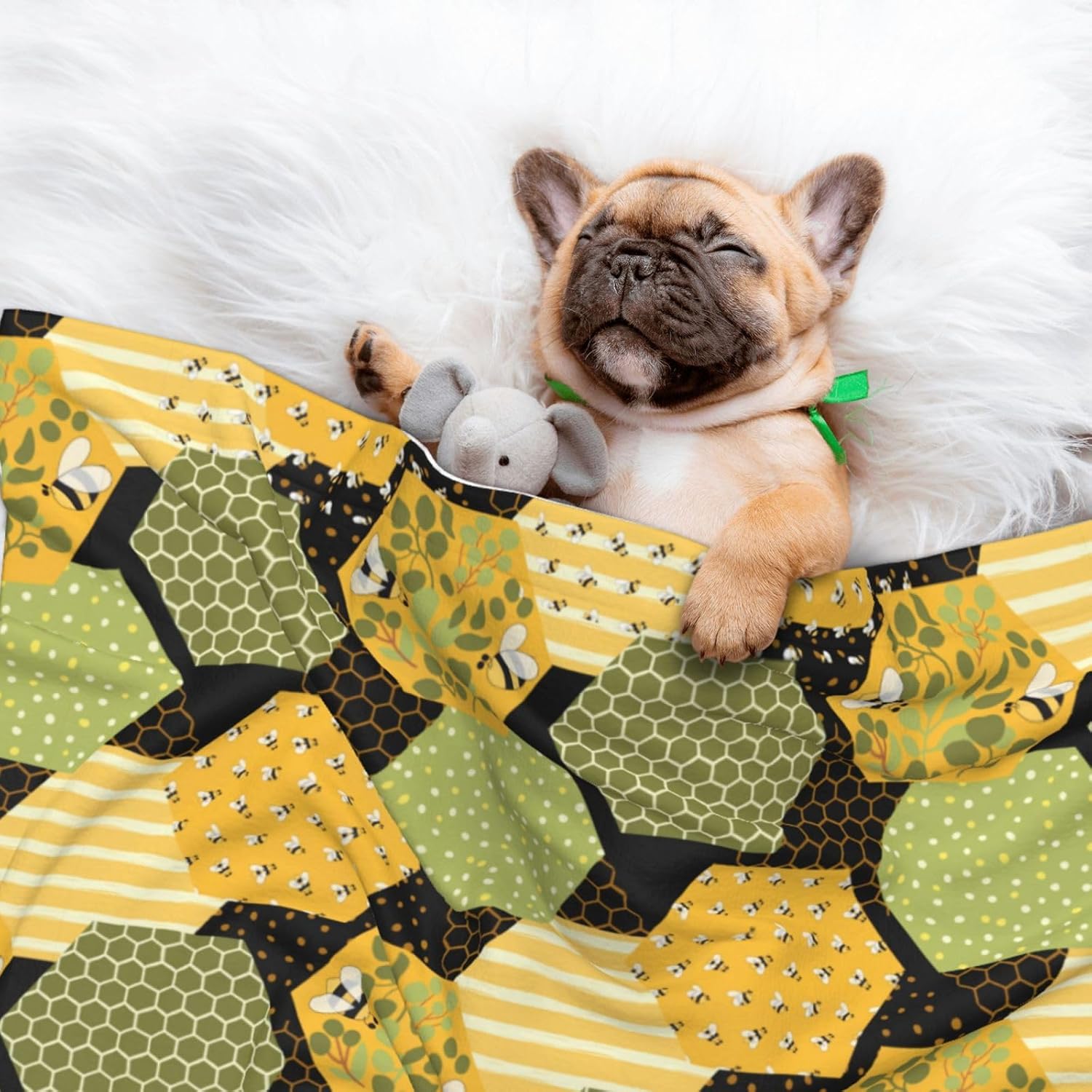 review Waterproof Pet Blanket Dog Blankets,Bee Honey Pattern Printing Super Soft Warm,Urine Proof Washable Outdoor Pet Blanket for Puppy Large Dogs & Cats