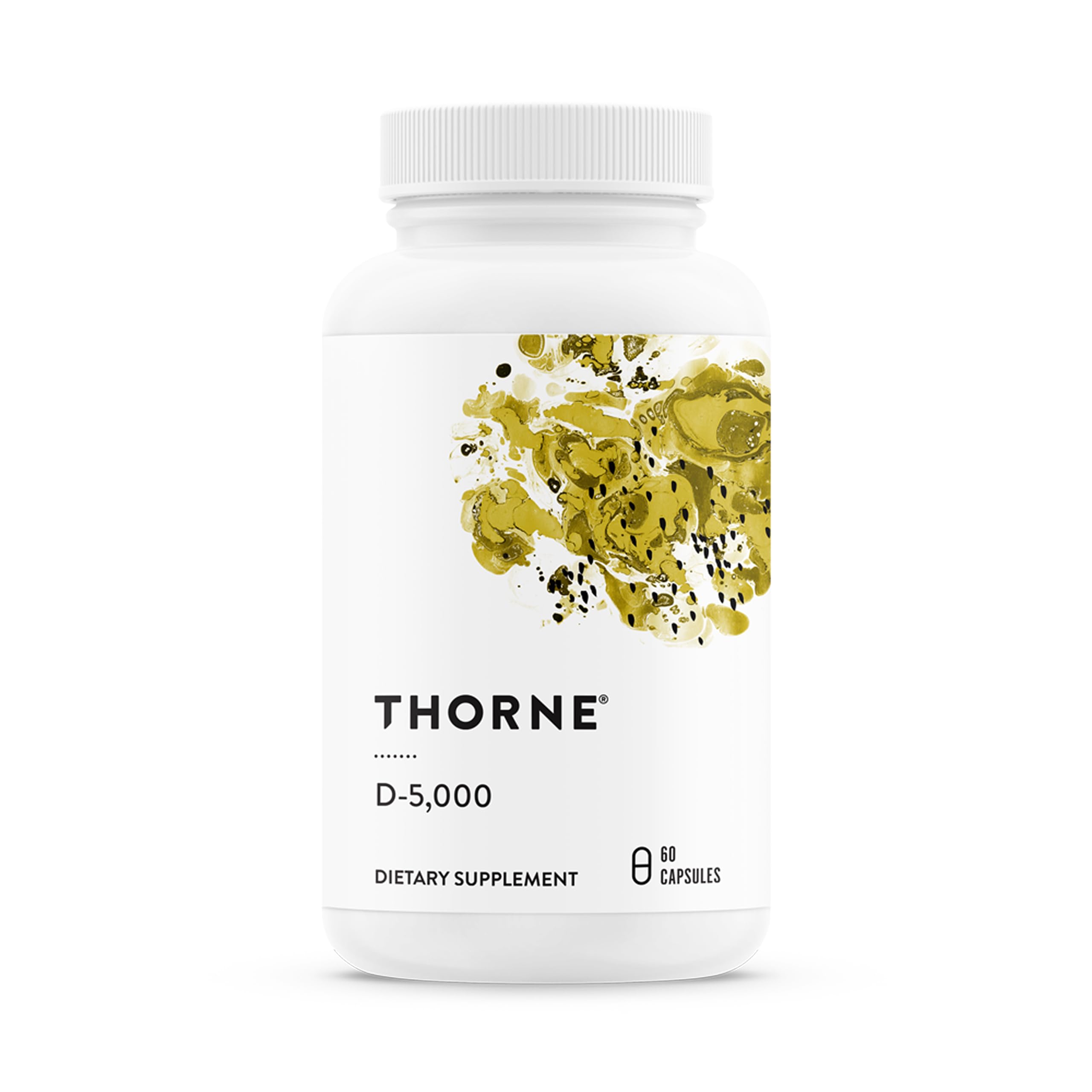 THORNE Vitamin D-5000 - Vitamin D3 Supplement - 5,000 IU - Support Healthy Bones, Teeth, Muscles, Cardiovascular, and Immune Function - NSF Certified for Sport - Dairy-Free, Soy-Free - 60 Capsules