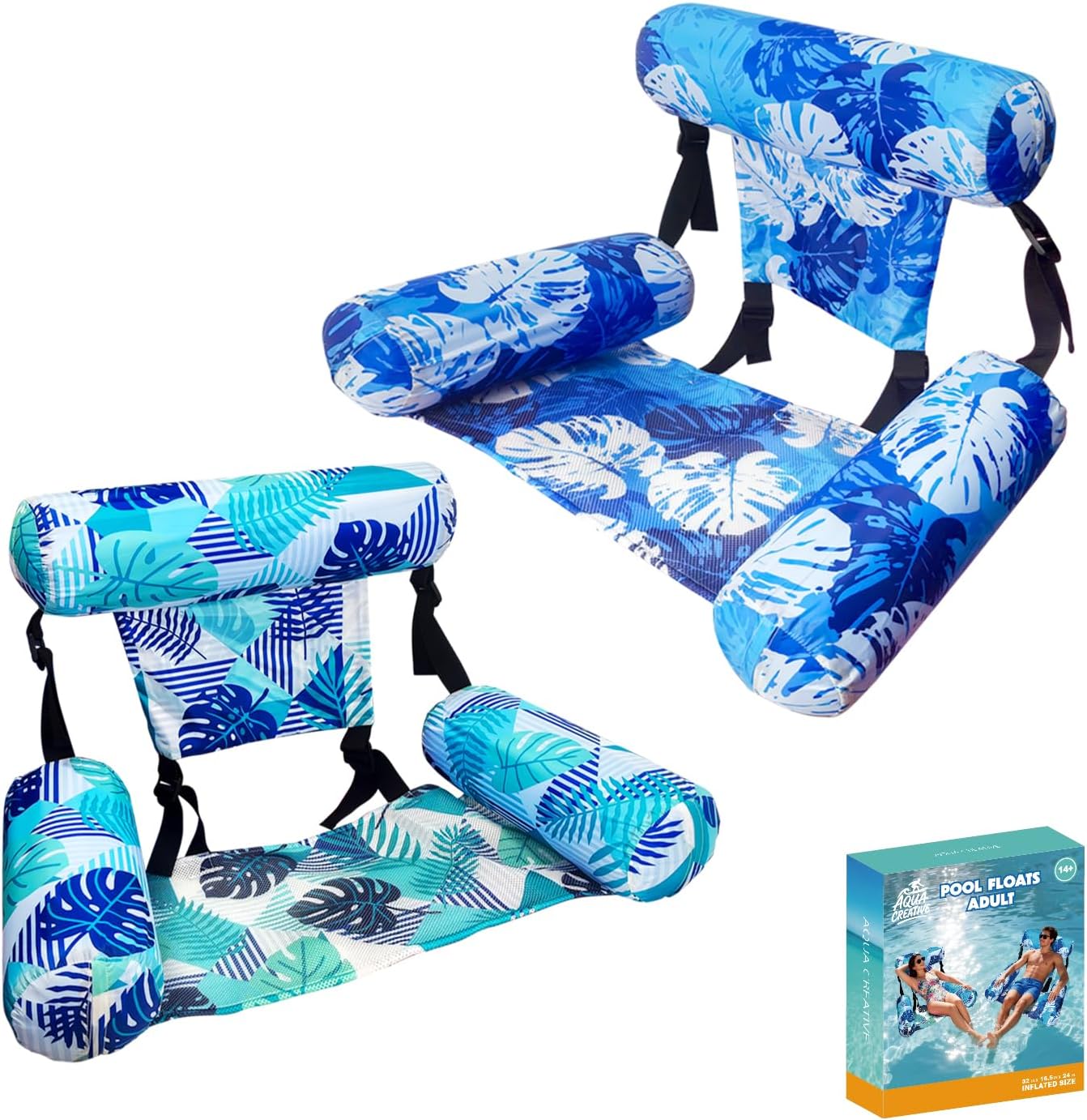 Pool Floats Adult - 2 Pack Water Hammock Water Floating Rafts for Parties Pool floaties for Adults, Inflatable Floating Rafts for Parties