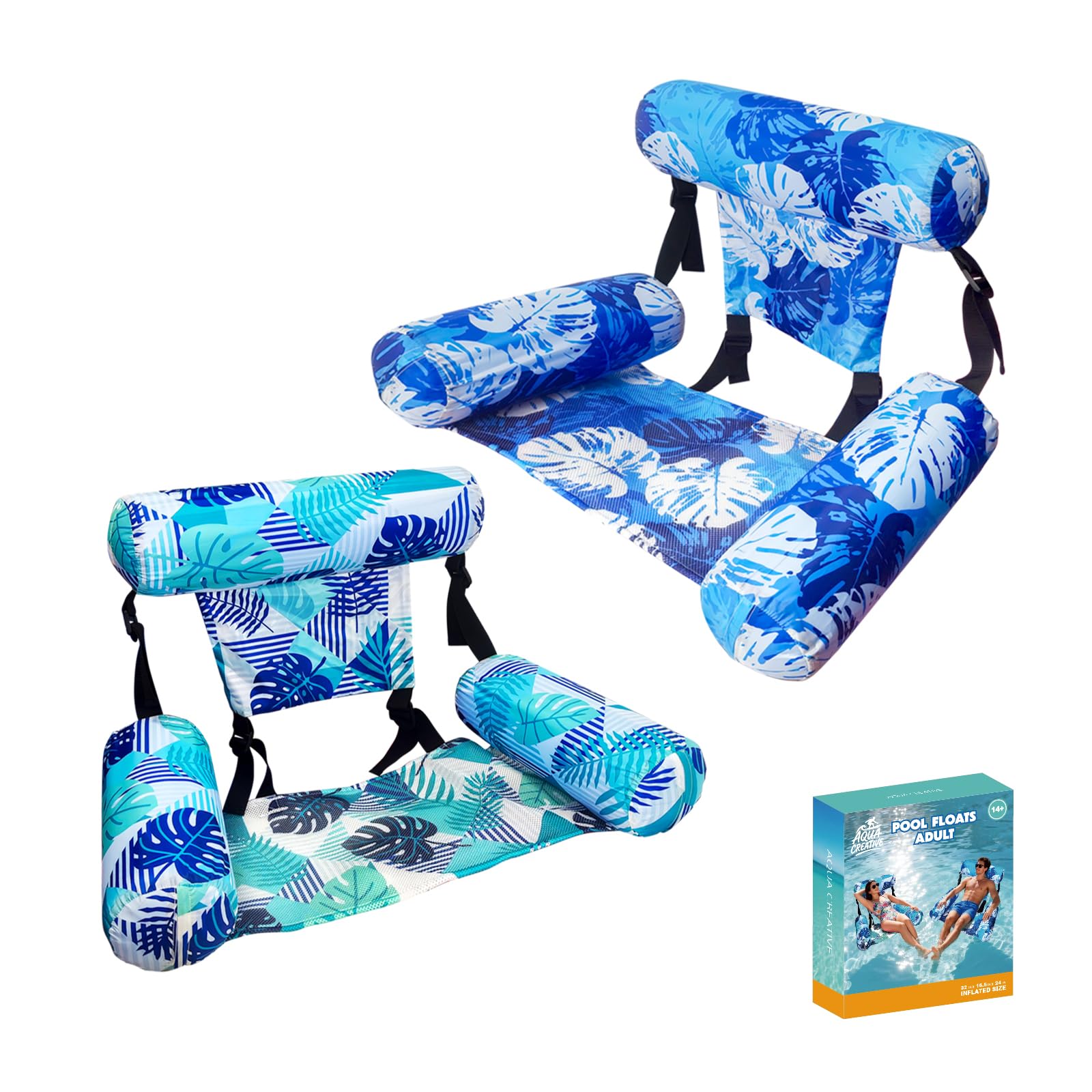 Photo 1 of Pool Floats Adults - 2 Pack Water Hammock Water Floating Rafts for Parties Pool floaties for Adults, Inflatable Floating Rafts for Parties Blue+Green