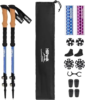 Hiipeak Lightweight Trekking Poles - 2 Pack Adjustable Hiking Sticks- Collapsible Walking Poles - Cork Grip- Aluminum 7075-Quick Flip-Lock for Hiking, Camping & Backpacking
