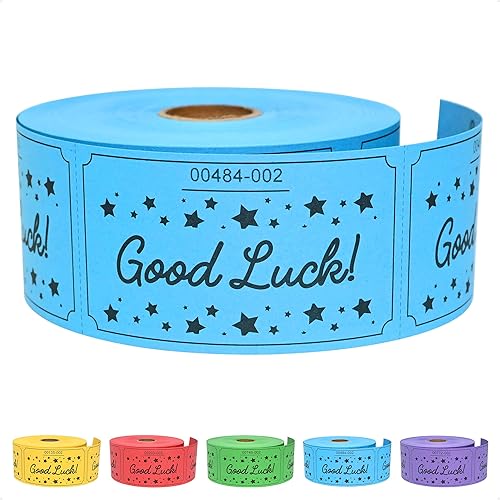 ESSENTIAL 500 Raffle Tickets, Good Luck Raffle Cards, Entry Form with Name, Phone & Email for Raffle, Events, Entry, Class Reward & Door Prize - 5 Color Selection (Blue)